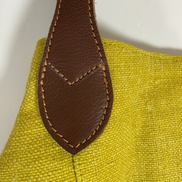 Fabindia Women's Lime Green Dark Brown Shoulder Bag Hobo Bag Tote Medium - Picture 4 of 7